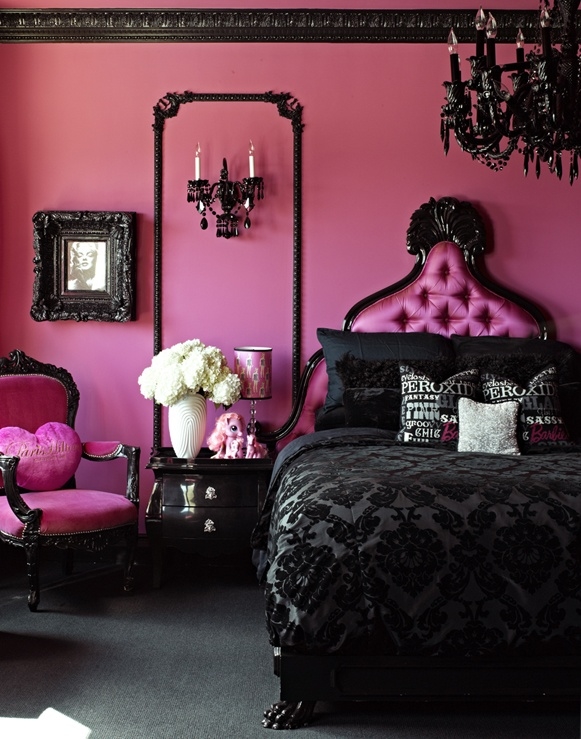 black and pink bedroom designs photo - 4
