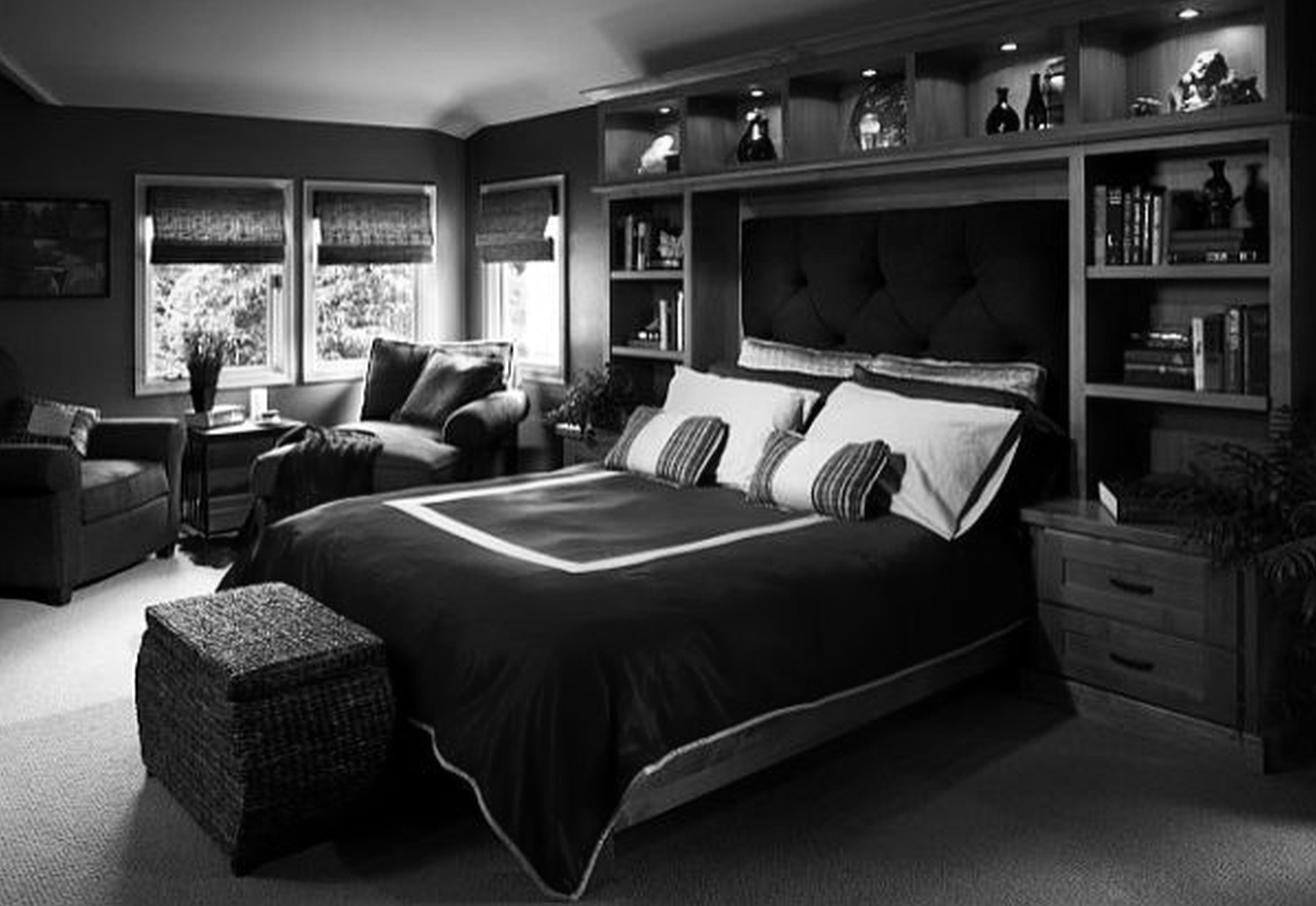 black and white bedroom designs for men photo - 5