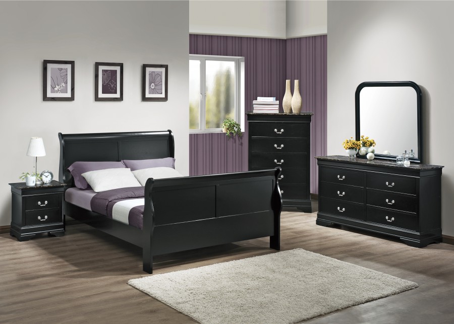 black bedroom furniture with marble top photo - 1