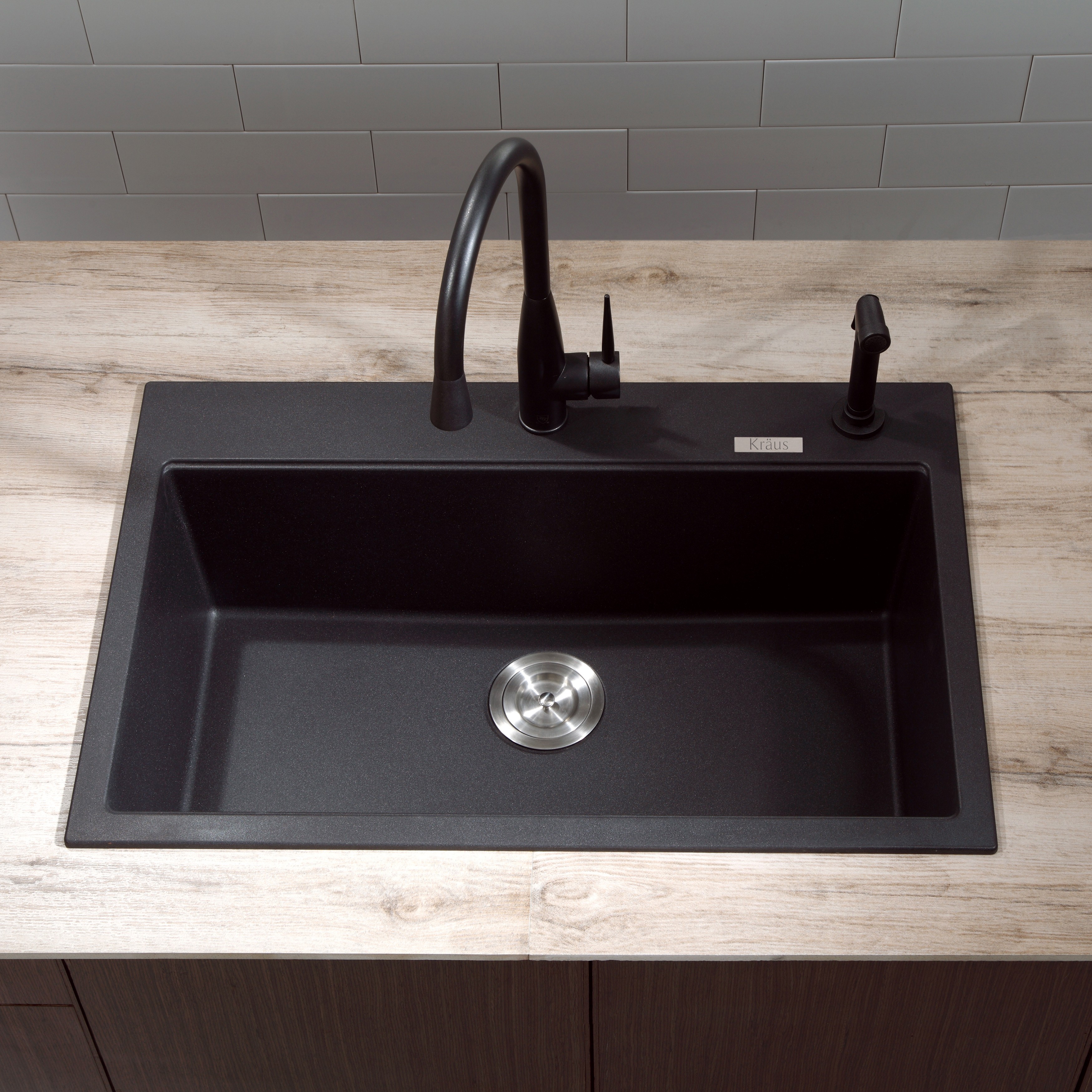black granite composite sink photo - 1