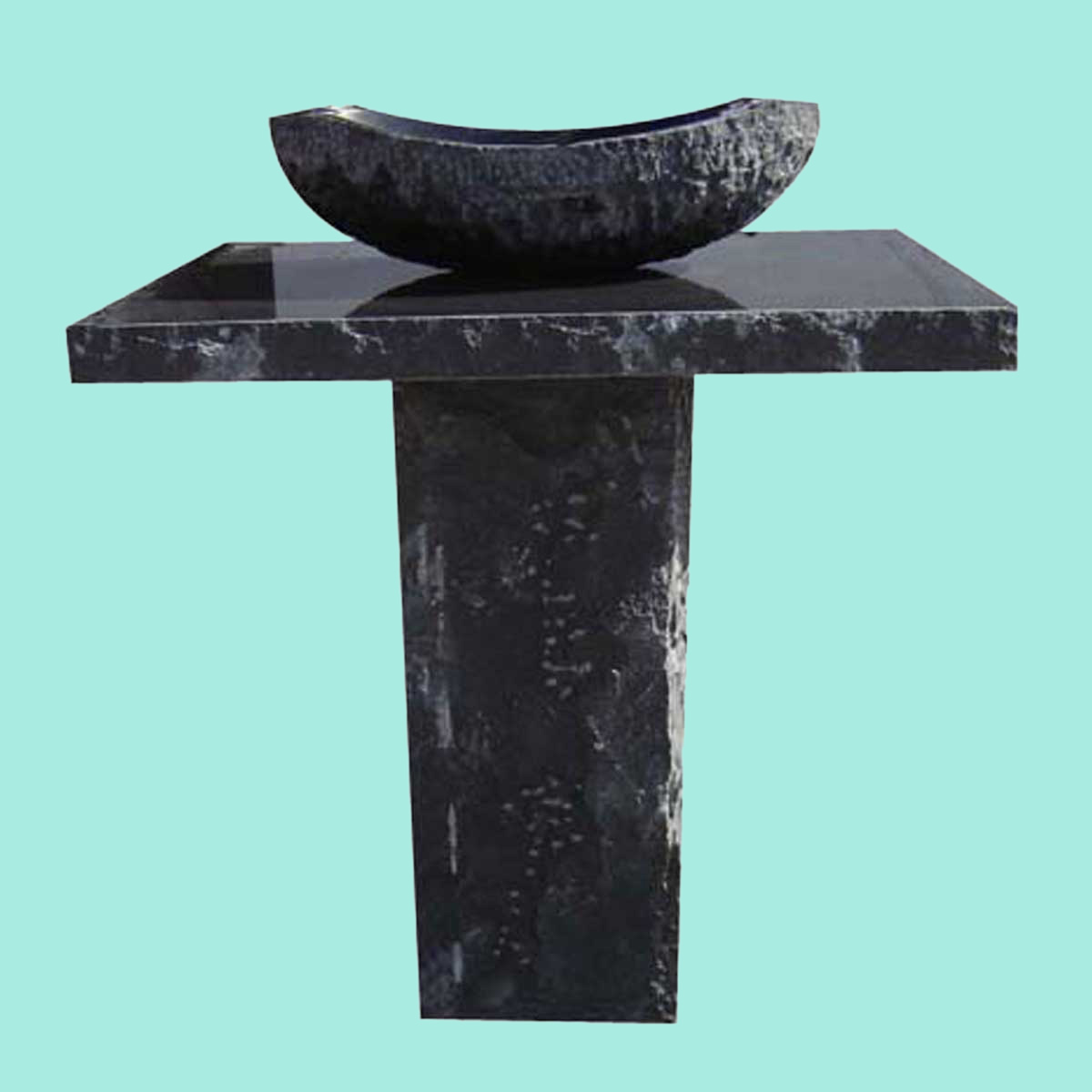 black granite pedestal sink photo - 6