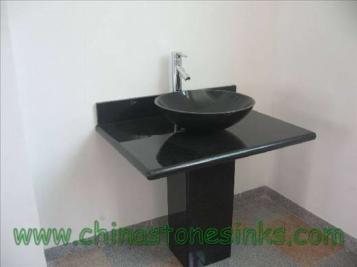 black granite pedestal sink photo - 9