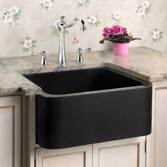 black granite prep sink photo - 1