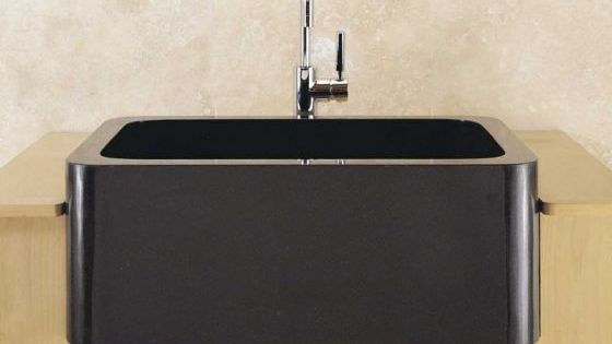black granite prep sink photo - 10