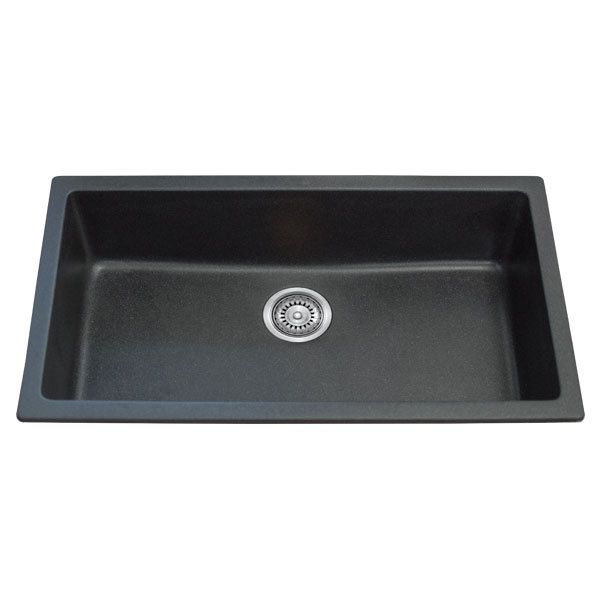 black granite single bowl sink photo - 1