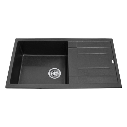 black granite single bowl sink photo - 7