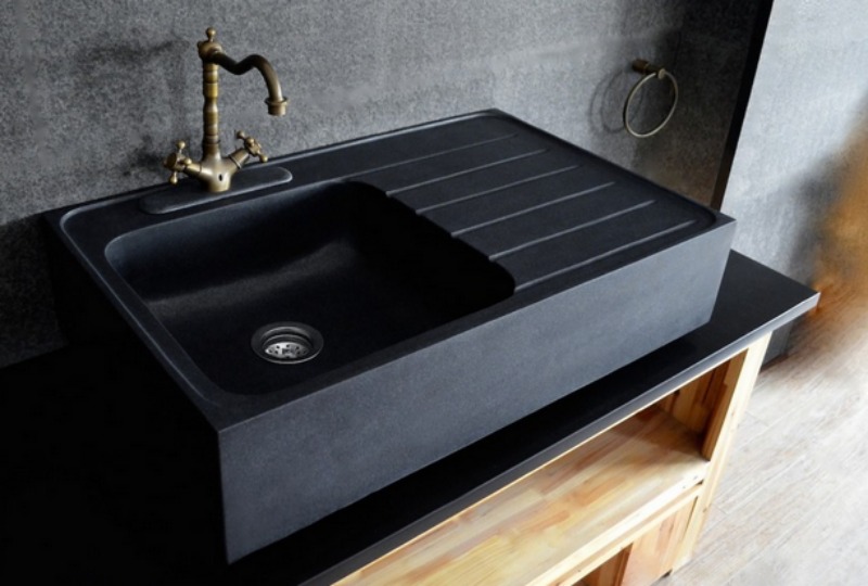 black granite sink photo - 3