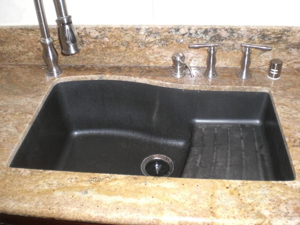 black granite sink and faucet photo - 5