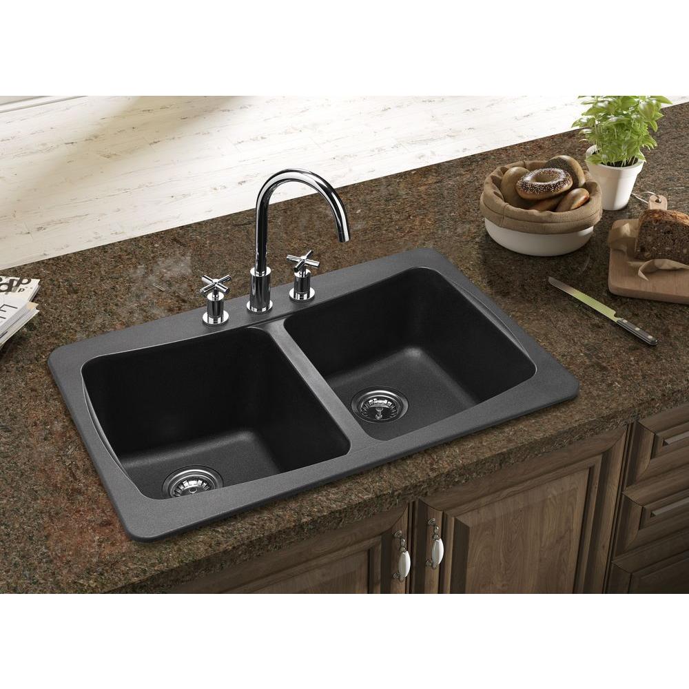 black granite sinks kitchens photo - 5