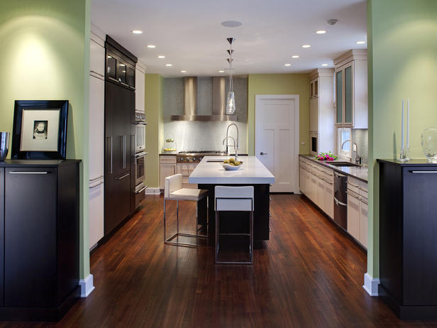 black kitchen cabinets and green walls photo - 10