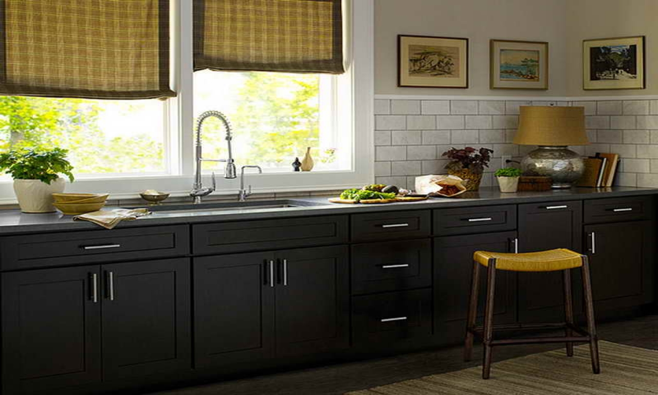 black kitchen cabinets in small kitchen photo - 4