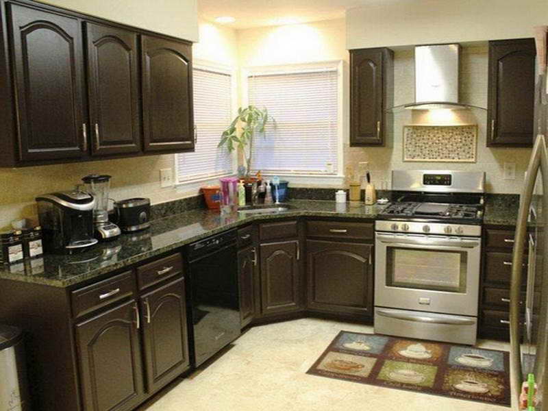 black kitchen cabinets in small kitchen photo - 8