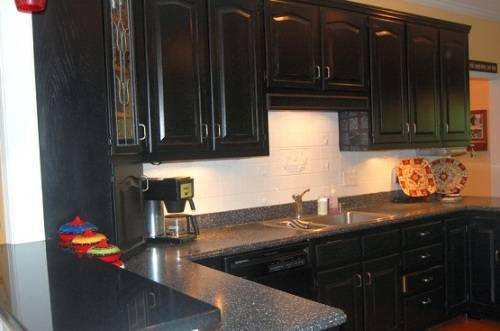 black kitchen cabinets with granite photo - 2