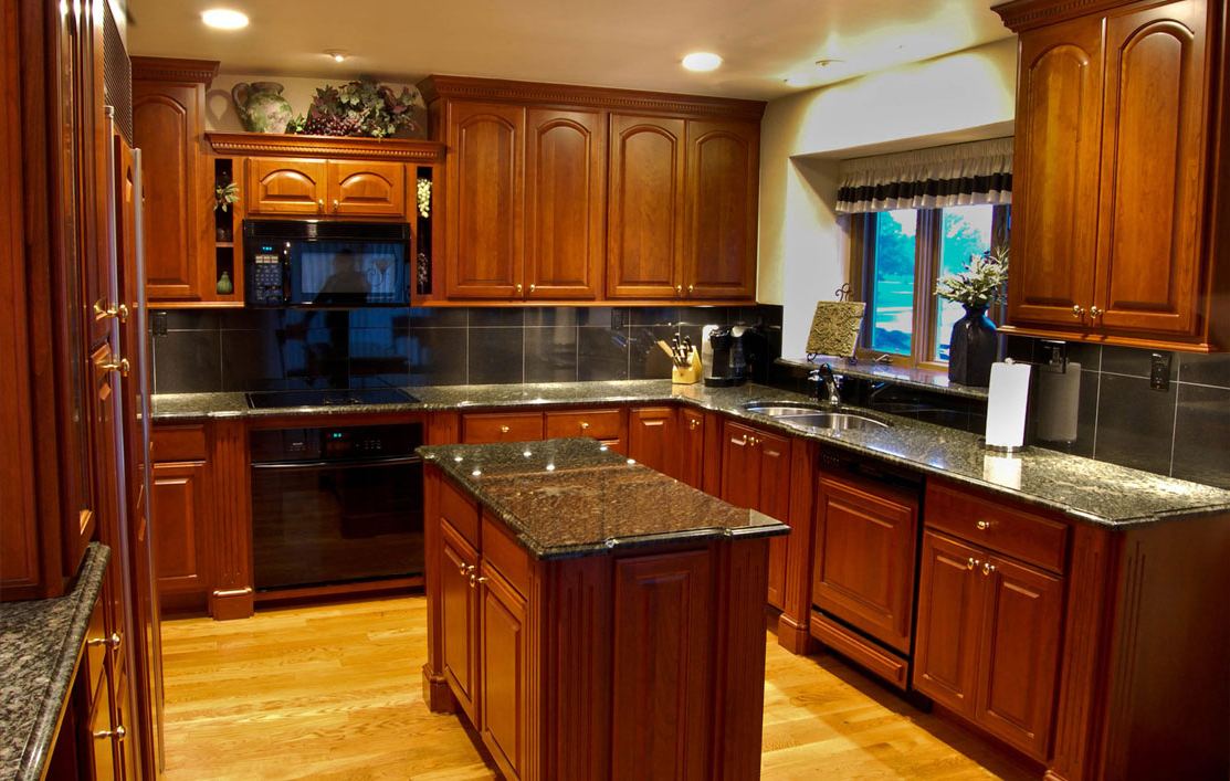 black kitchen cabinets with granite photo - 5