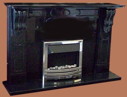 black marble fireplace surround photo - 4