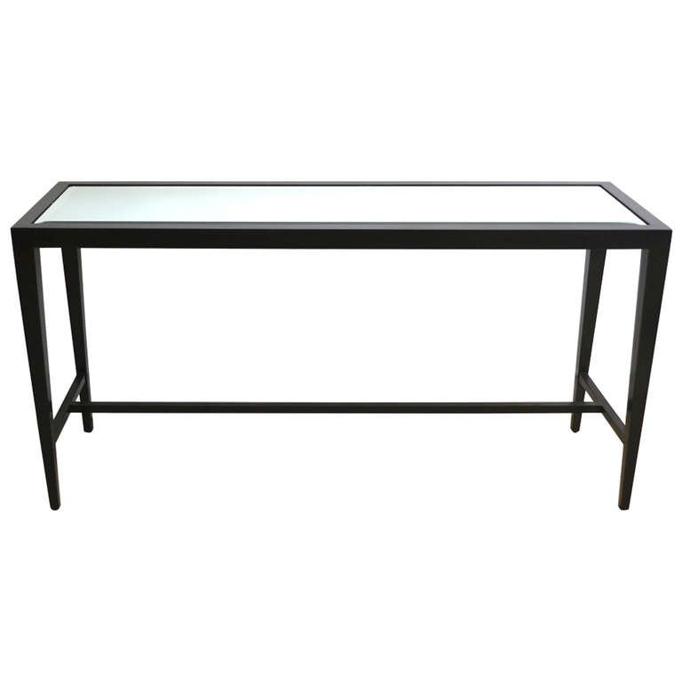 black sofa console table photo - 1