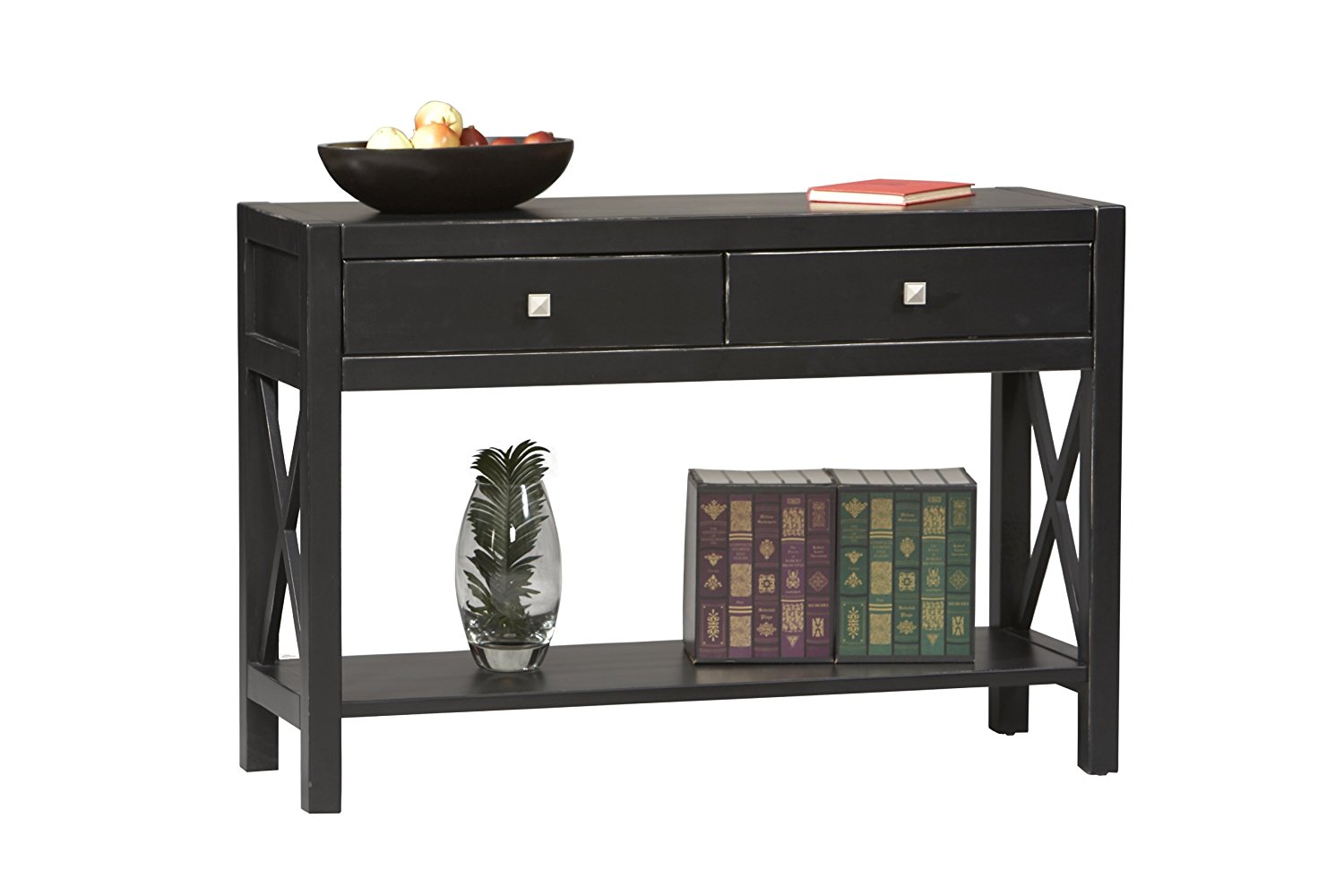 black sofa table with drawers photo - 10