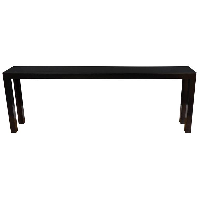 black sofa table with glass top photo - 2