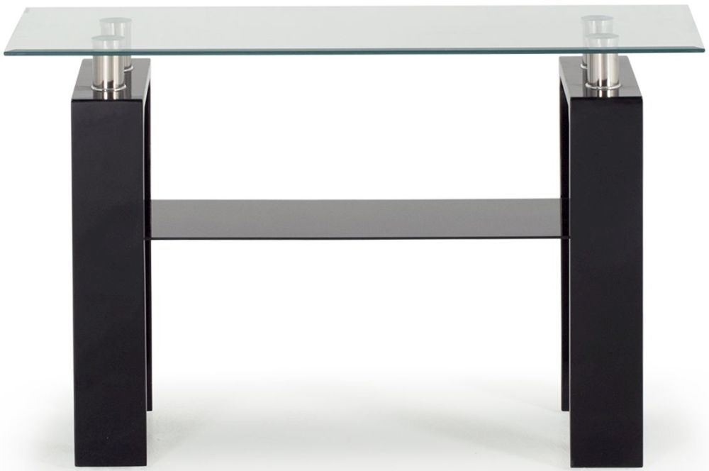 black sofa table with glass top photo - 9