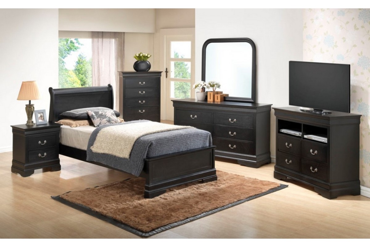 black twin bedroom furniture photo - 1