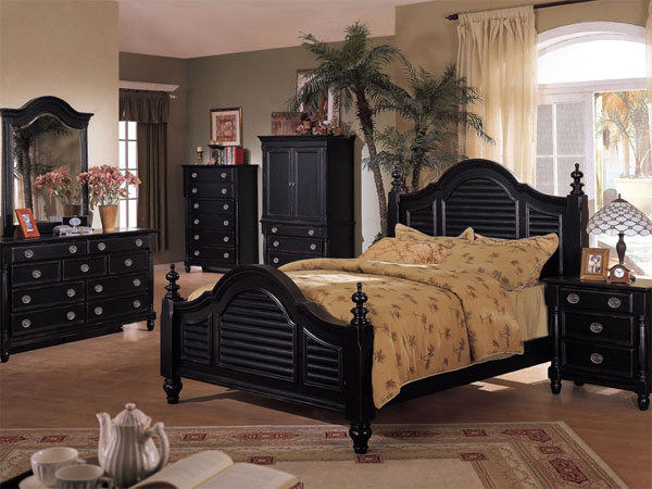 black vintage bedroom furniture photo - 1