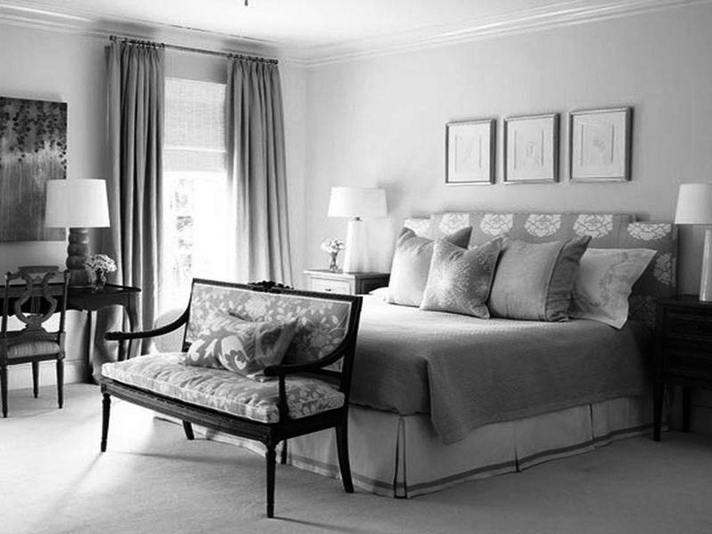 black white gray bedroom design photo - 8