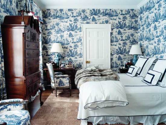 blue and white bedroom accessories photo - 1