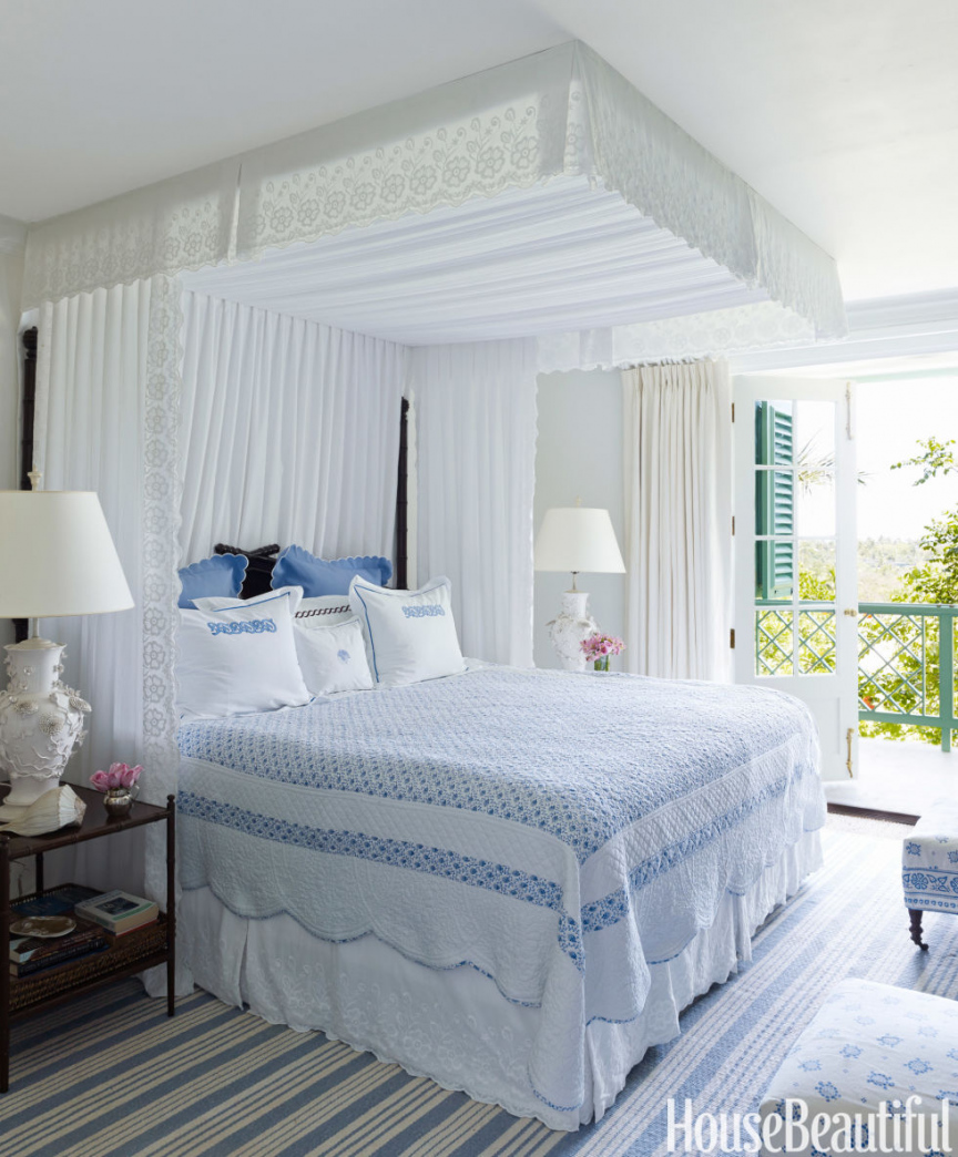 blue and white bedroom accessories photo - 10