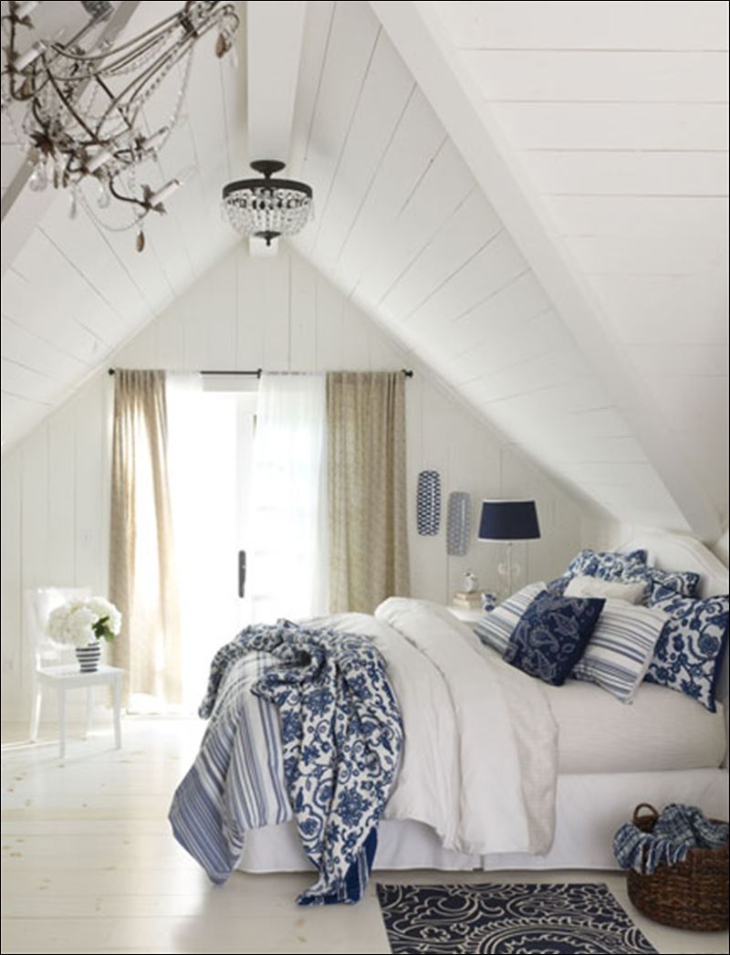 blue and white bedroom accessories photo - 2