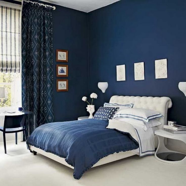 blue and white bedroom furniture photo - 7
