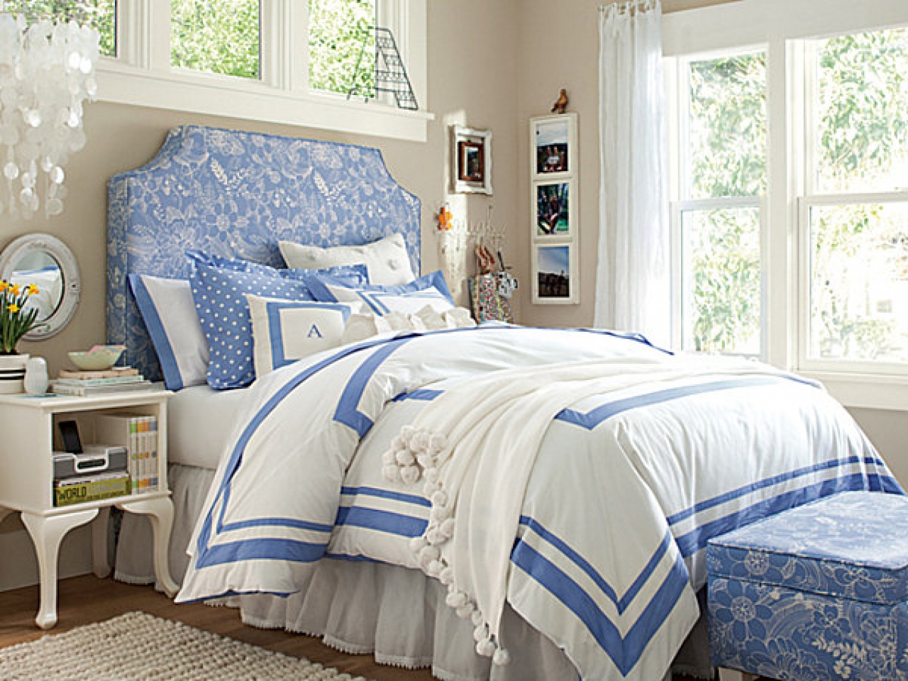 blue and white bedrooms for girls photo - 1