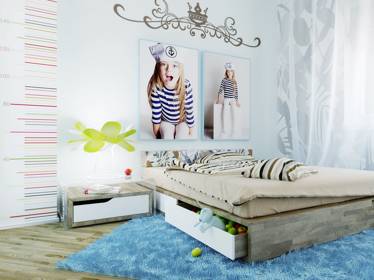 blue and white bedrooms for girls photo - 7