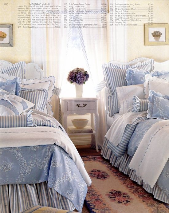 blue and white cottage bedrooms photo - 4