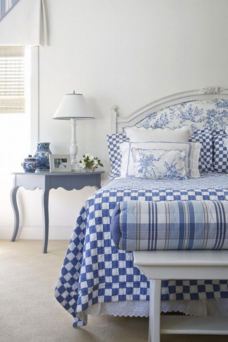 blue and white cottage bedrooms photo - 6