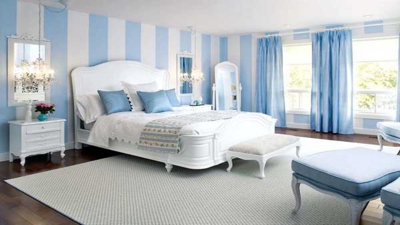 blue and white country bedrooms photo - 10