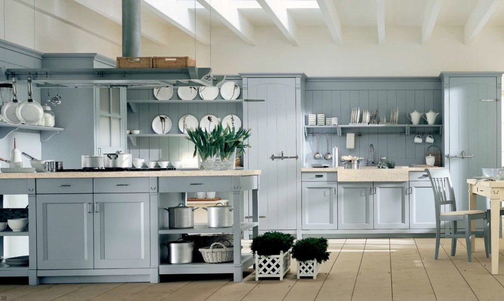 blue country kitchen designs photo - 1