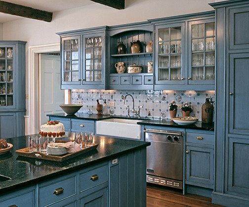 blue country kitchen designs photo - 8