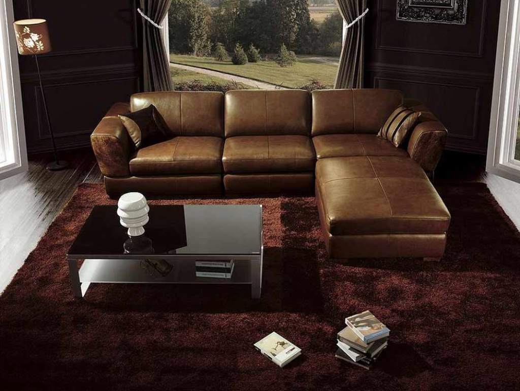 brown sofa black coffee table photo - 10