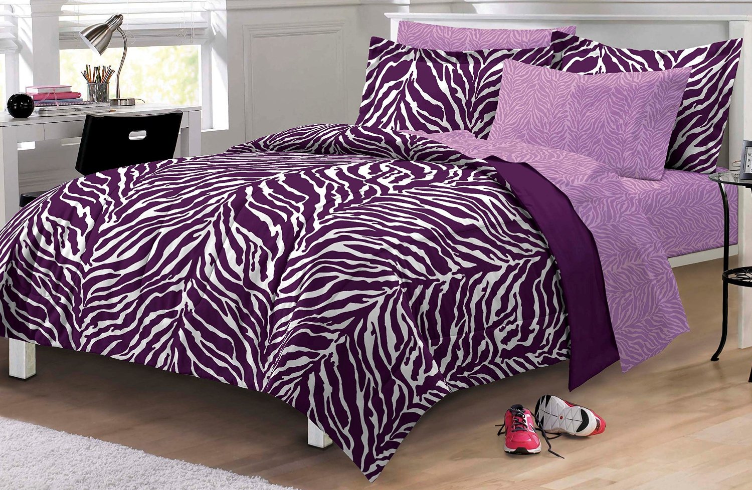 cheetah print and purple bedroom photo - 5