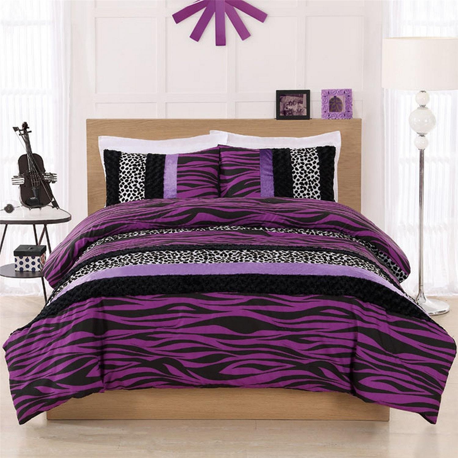 cheetah print and purple bedroom photo - 7