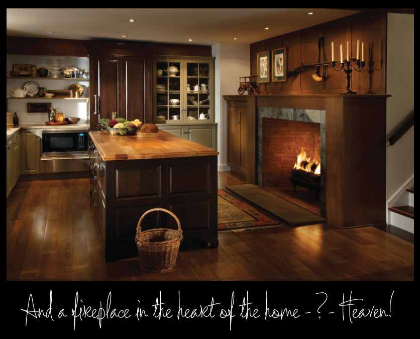 country kitchen fireplace design photo - 2