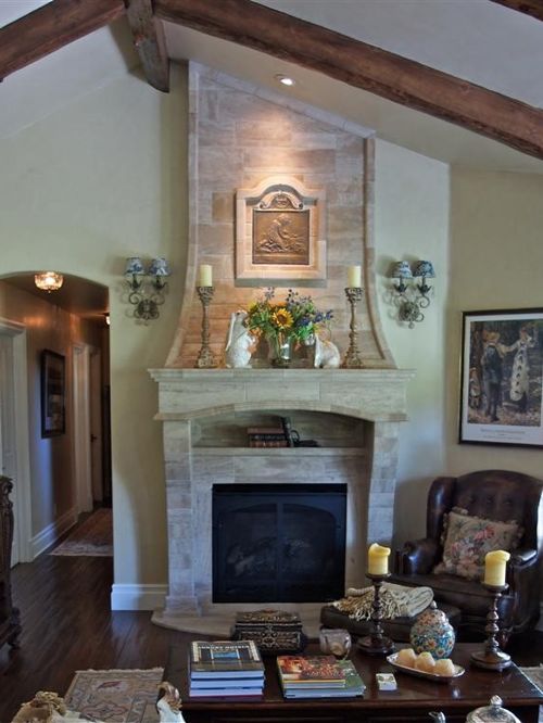 country kitchen fireplace design photo - 7
