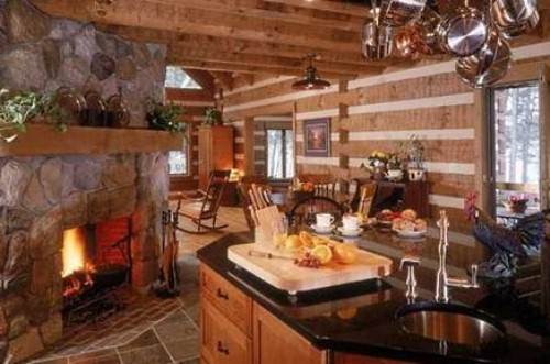 country kitchen fireplace design photo - 9
