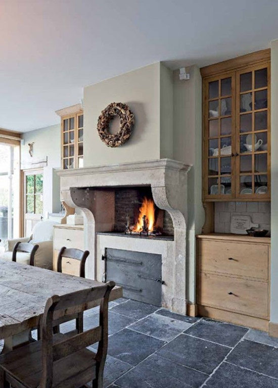 country kitchen fireplaces pictures photo - 10
