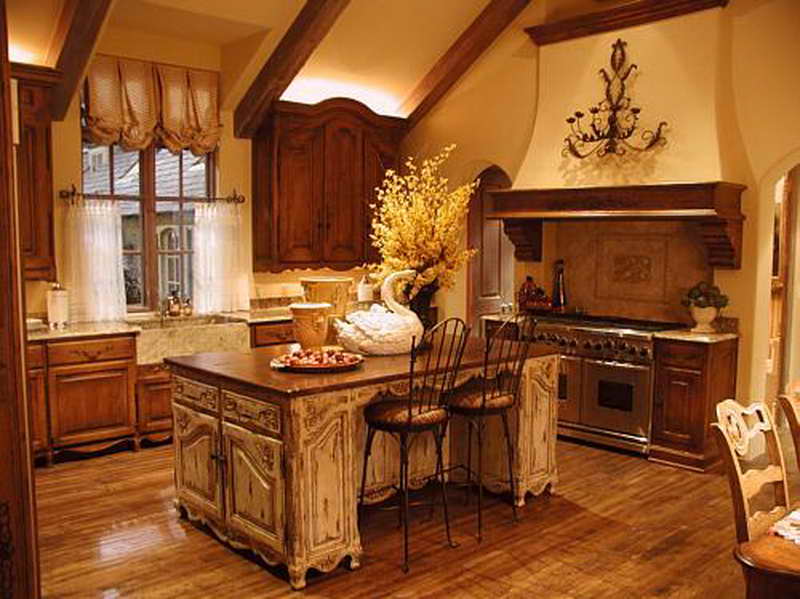 country style kitchen cabinets design photo - 8