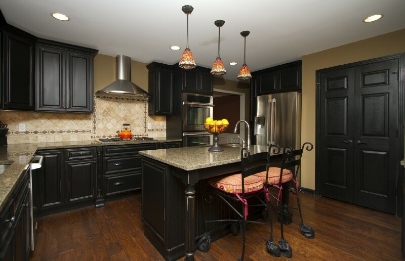custom black kitchen cabinets photo - 5