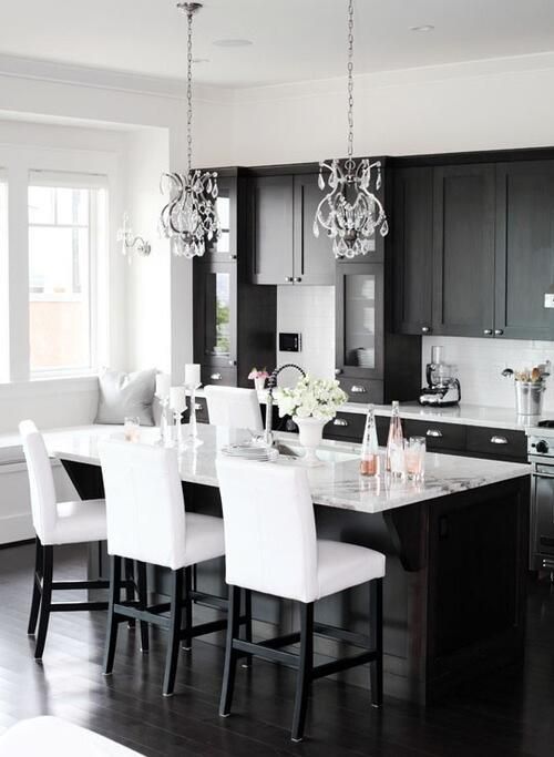elegant black kitchen cabinets photo - 1