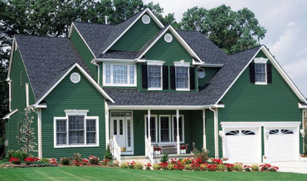 exterior paint colors with green roof photo - 9