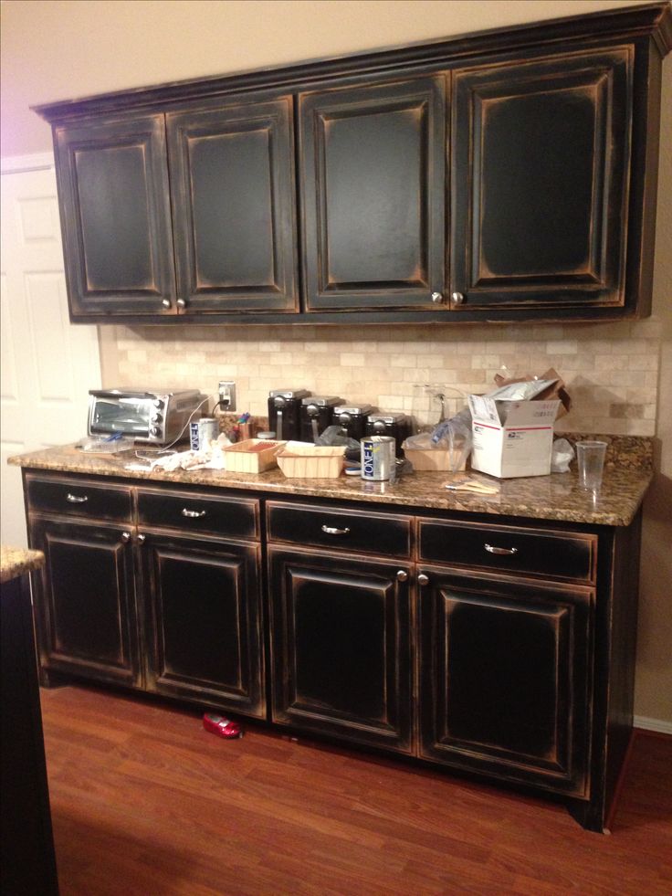 flat black kitchen cabinets photo - 4