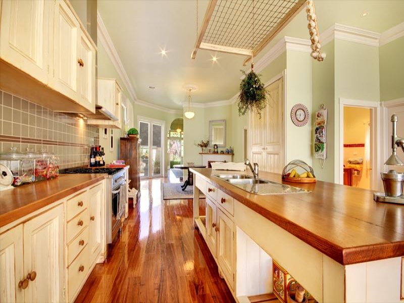 french country galley kitchen photo - 2